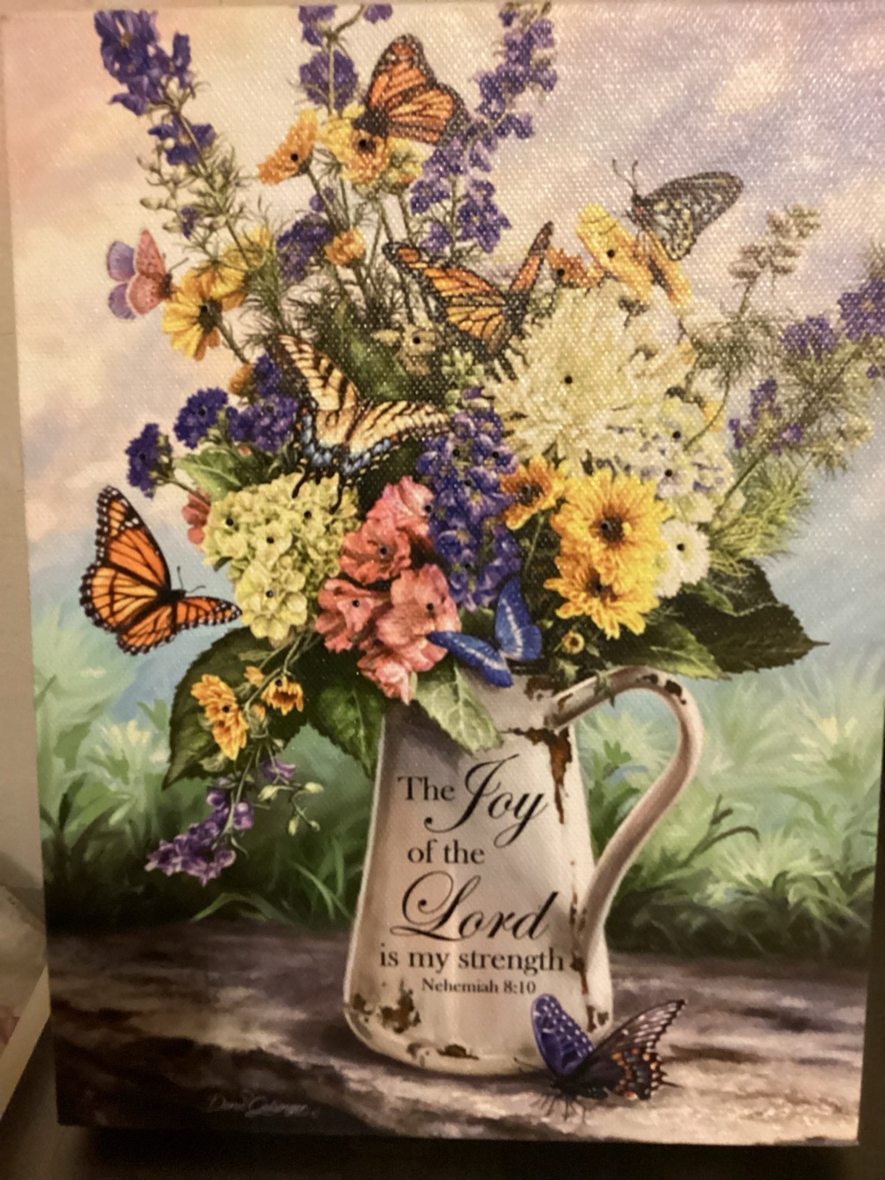 Glow decor Light Up Christian Floral Butterfly Canvas Joy of the Lord Frame